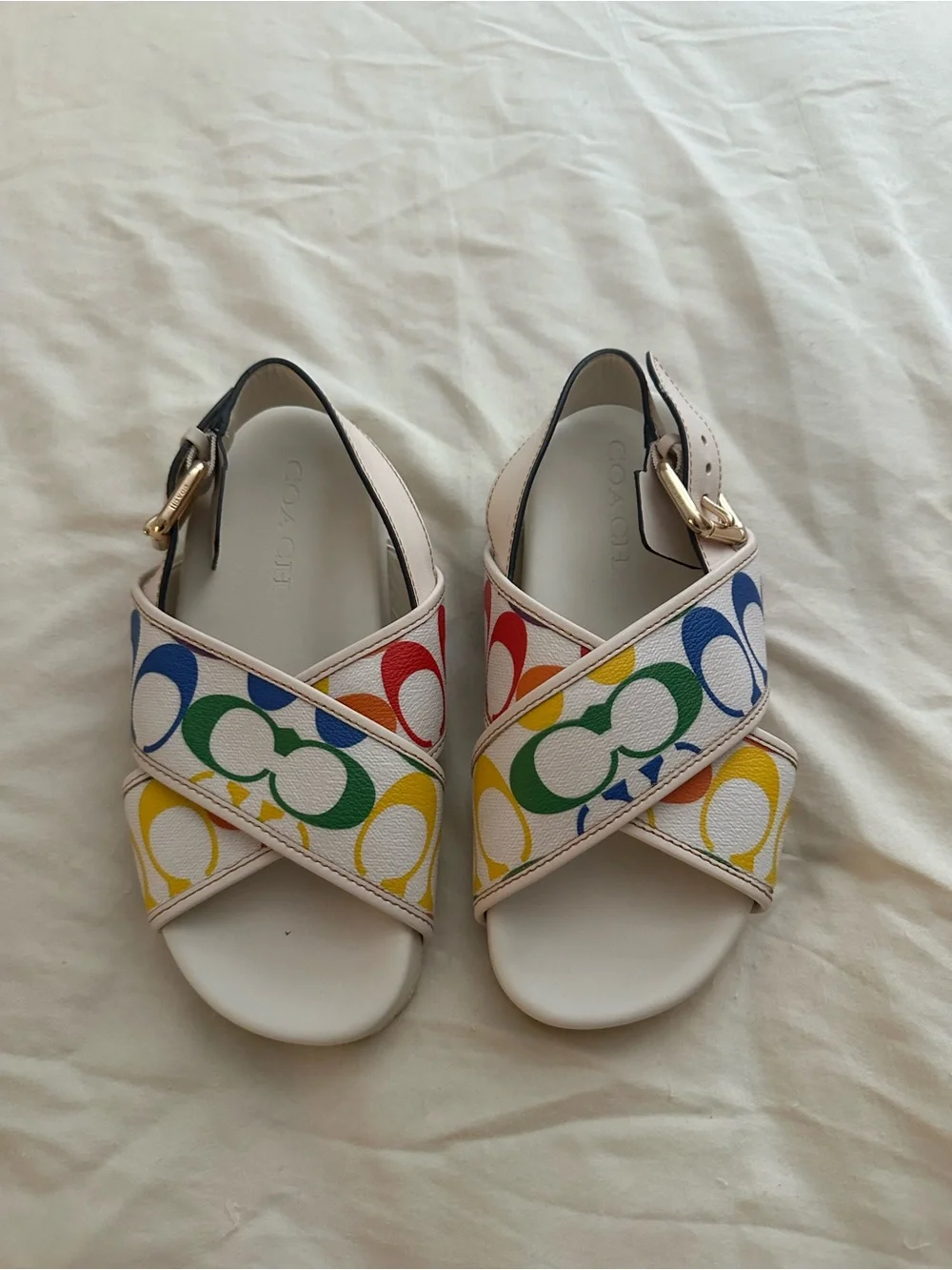 Coach Sandals with Rainbow Signature C Straps